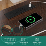 YITAHOME L Shaped Executive Desk with Hutch and Drawers, Farmhouse Home Office Desk with Power Outlet, Wood Corner Computer Desk with Sliding Door, Storage Cabinet with Glass Door, Grey & Walnut YITAHOME