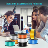 SUNLU 3D Printer Filament, 250G PLA Silk Filament Bundle, 1.75mm Smooth Silk Filament Muticolor, Neatly Wound Filament, 250G Spool, 8 Rolls, Black+White+Light Gold+Silver+Brass+Red Copper+Blue+Green SUNLU