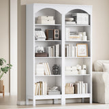Arched Bookshelf with 5 Tier Open Shelves, 71" Tall Wood Bookcase with Adjustable Shelves, 24" Wide Floor Standing Display Storage Shelf for Home Office, Kitchen, Study and Living Room, Modern White jmhdyg