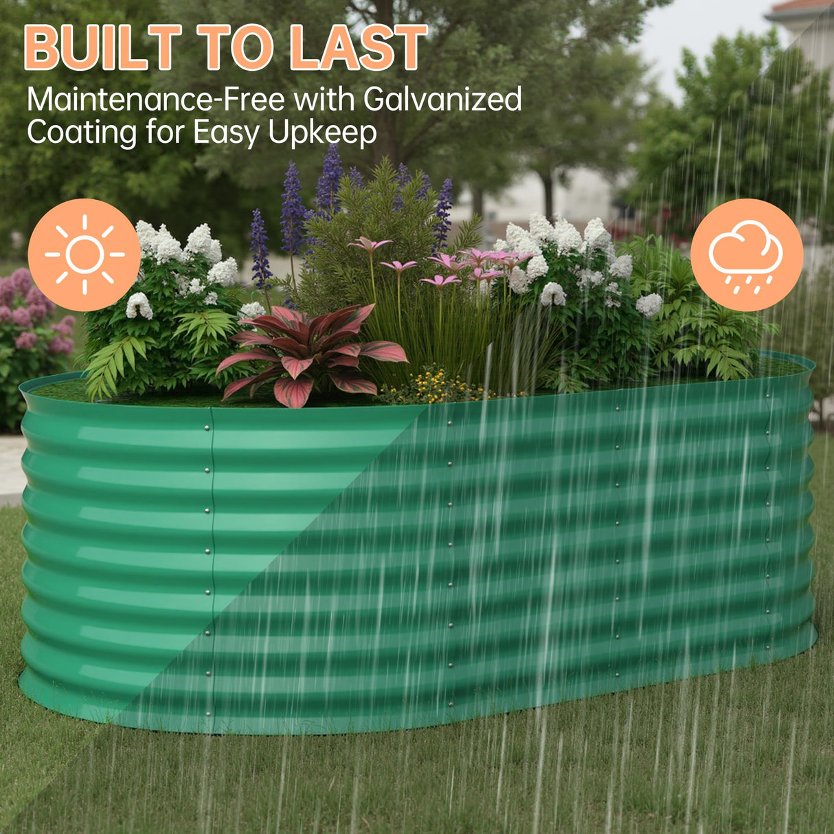 6x3x2ft Galvanized Raised Garden Bed Outdoor, 24" Tall Metal Planter Box for Flowers Herbs Vegetables, Rust-Resistant Raised Garden Beds for Gardening, Easy Assembly Outdoor Garden Box & Planters Garvee