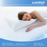 Cooling Waterproof Mattress Protector Queen Size, Mattress Cover 3D Air Fabric Mattress Pad Cover Smooth Soft Breathable Noiseless, 8''-21'' Deep Pocket Hanherry