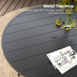 DIFY 11 Pieces Outdoor Patio Dining Set for 10, 60" Black Round Metal Dining Table and 10 Red Stackable Sling Dining Chairs, Outdoor Table and Chairs for Lawn Garden Backyard Deck DIFY