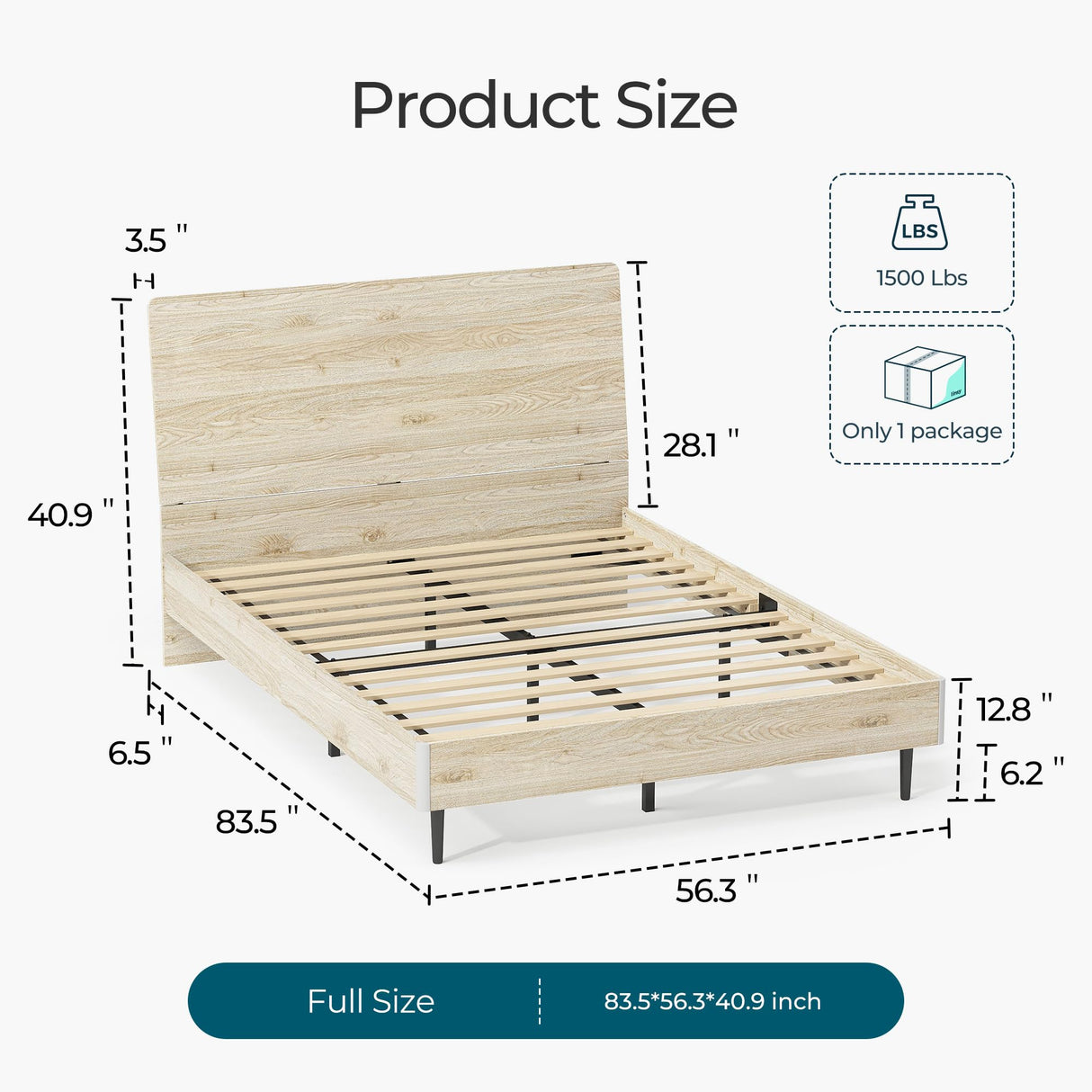 LINSY Full Size Bed Frame Wood with RGB Lights, Outlets, Charger, Farmhouse Wood Bed Frame Full with Ergonomic Headboard, Storage Shelf, Noise-Free, No Box Spring Needed - Beige LINSY