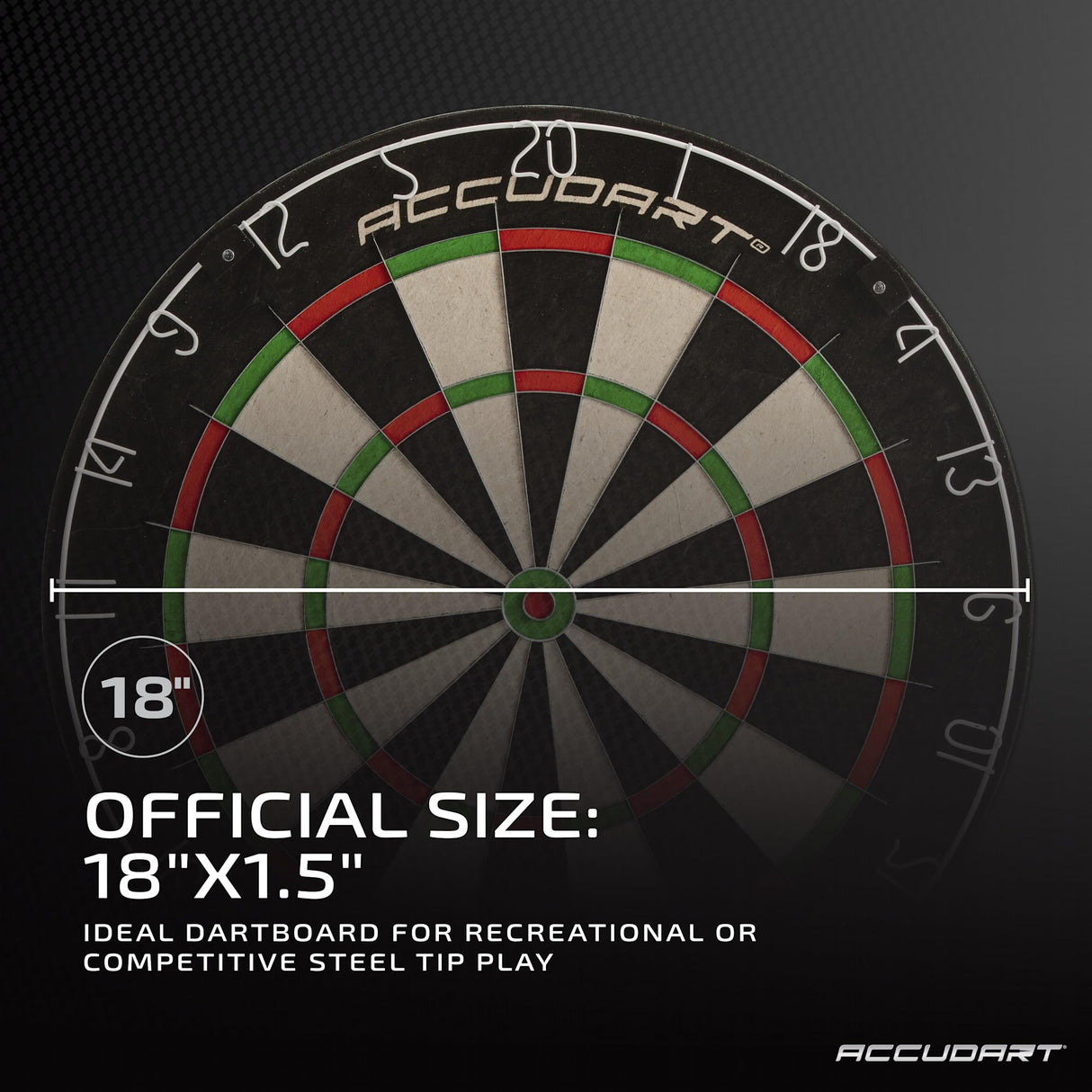 Accudart Edge Bristle Dartboard - Razor Thin Spider Wire Reduces Bounce Outs - Premium Brazilian Sisal - Advanced Metal Number Ring - Increased Playing Area - Super Thin Bullseye Accudart