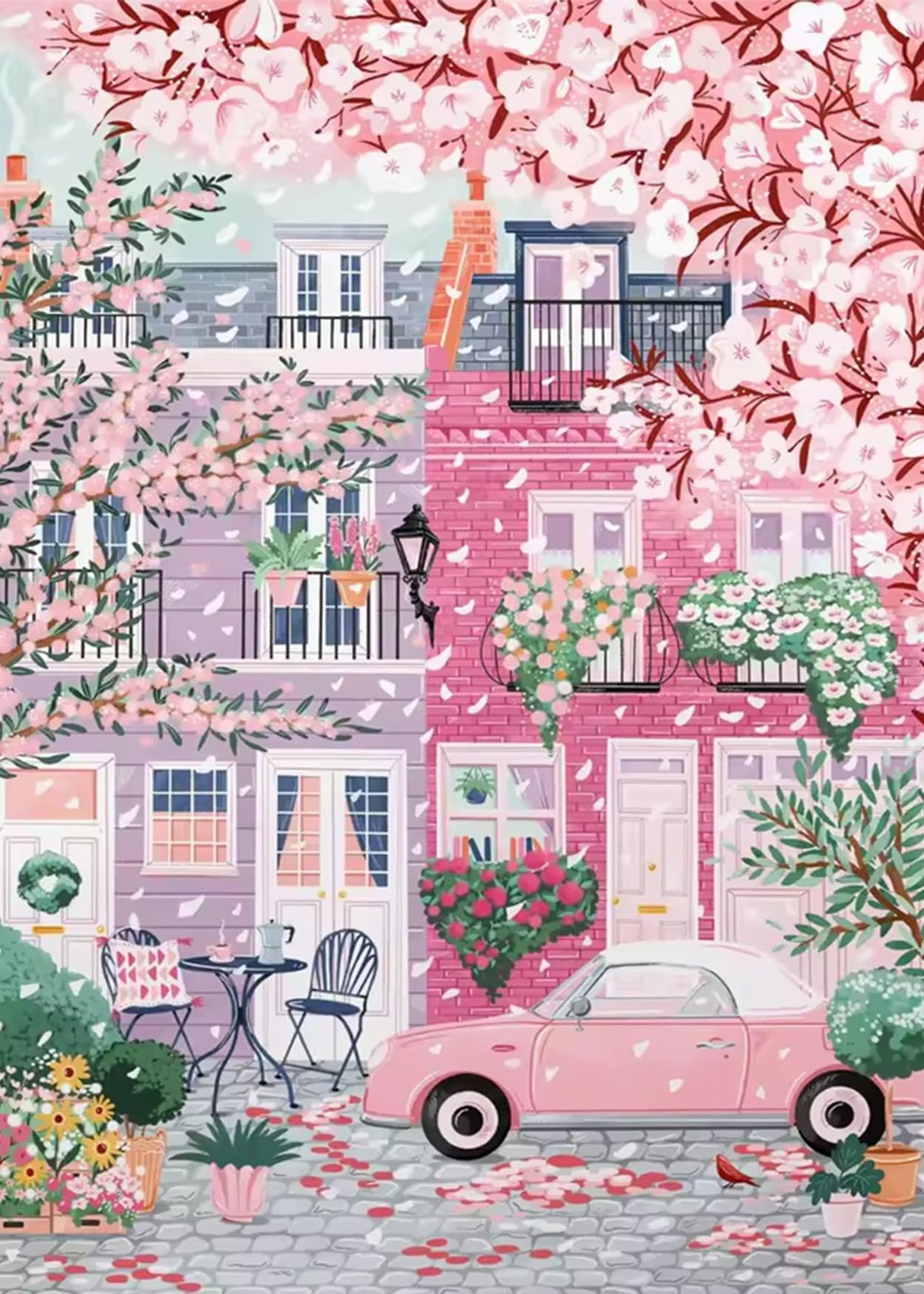 Sakura City Diamond Painting Kits for Adults, 5D Diamond Art Painting by Numbers Kits, DIY Flowers Diamond Dots Art Kits, Full Round Drill Diamond Art Kits for Adults for Home Wall Decor, 12x16 inch GUMITOON