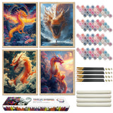 ZXQL 4 Paint by Numbers for Adults - Dragon DIY Adult Paint by Number Kits Pack Beginners Easy Acrylic On Canvas for Painting Home Decor Creative Wall Art 12x16inch (10-4) ZXQL