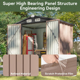 Aoxun 6.2x4 FT Shed Outdoor Storage Shed Metal Garden Shed with Lockable Doors & Slooping Roof Tool Shed Bike Shed for Backyard, Patio, Poolside (Brown) Aoxun