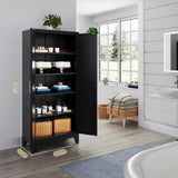 Washsemba 71'' Farmhouse Metal Storage Cabinet with Barn Doors,Steel File Cabinet for Home Office,Kitchen Pantry 4 Adjustable Shelves,Freestanding Cupboard for Kitchen,Home Office (Black) Washsemba