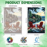DOMROM Framed Paint by Numbers Kit for Adults Beginners with Wooden Easel, Landscape Lake Paint by Number Kit on Canvas, DIY Oil Painting Kits for Home Wall Decor Gift 20x30cm DOMROM