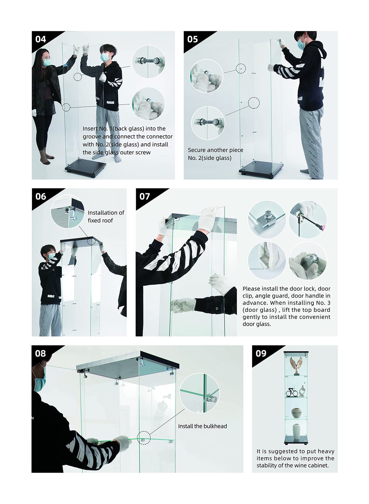 Lighted Curio Cabinets,Glass Display Cabinet with LED Lights/Lock/Single White Corner Cabinet Rectangular 65”x 17”x 14.5”,Easy Assemble YiaFurio