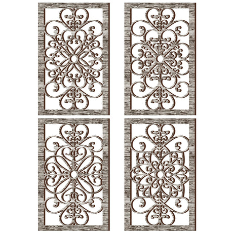 Yulejo 4 Pcs Thicken Rustic Wall Decor Modern Farmhouse Wall Art Decor Wooden Hollow Carved Design Rustic Wall Art for Living Room Hallway Decor Office Kitchen Wall (Gray,15.8 x 9.9 Inch) Yulejo