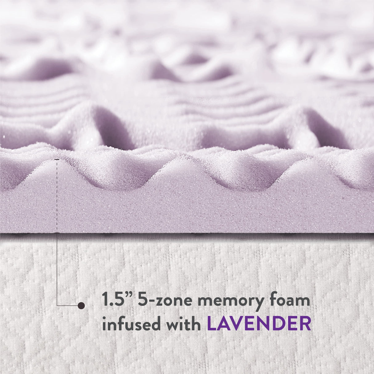 Mellow 1.5 Inch 5-Zone Memory Foam, Soothing Lavender Infusion, Full Mattress Topper Mellow