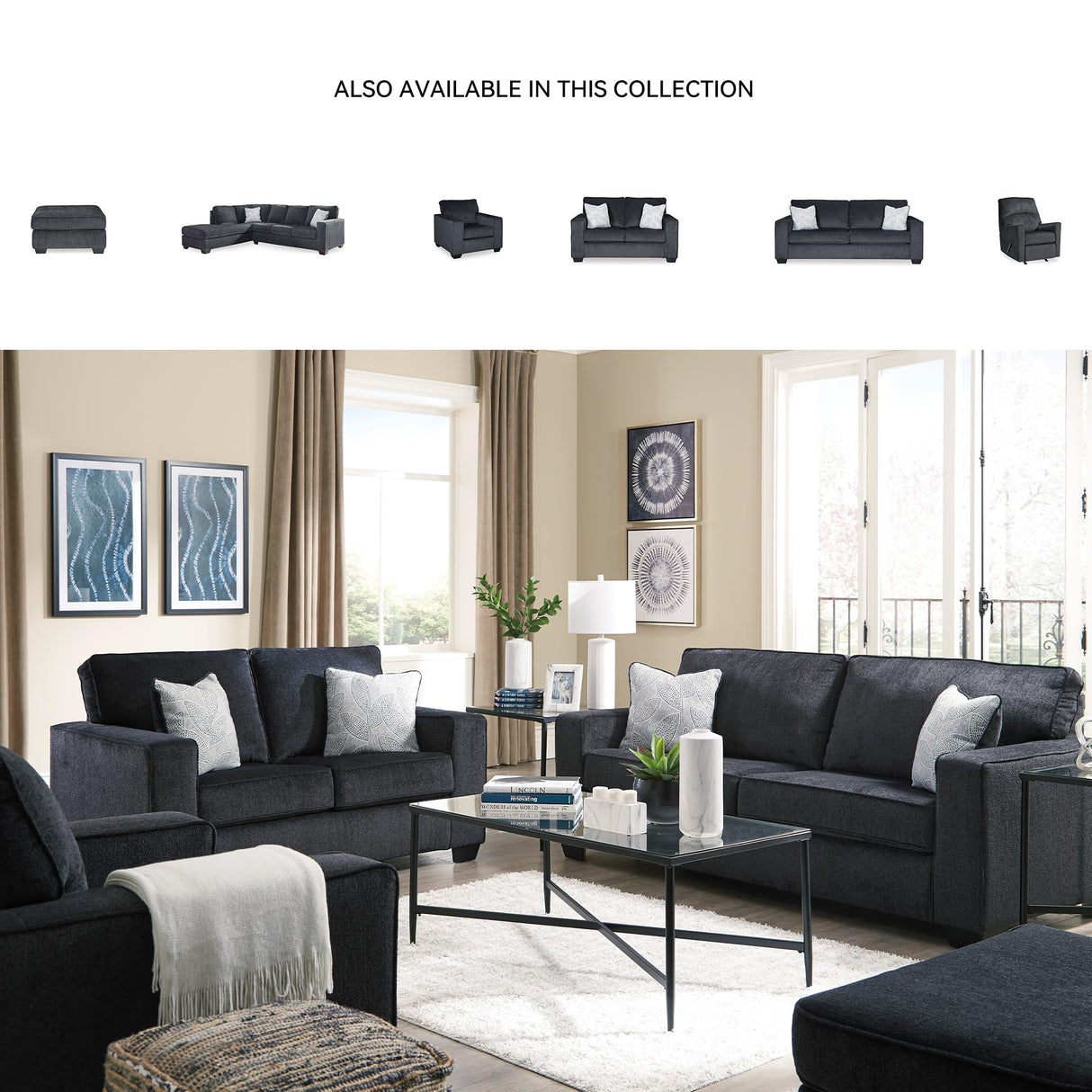 Signature Design by Ashley Altari Modern Queen Sofa Sleeper with 2 Accent Pillows, Dark Gray Signature Design by Ashley