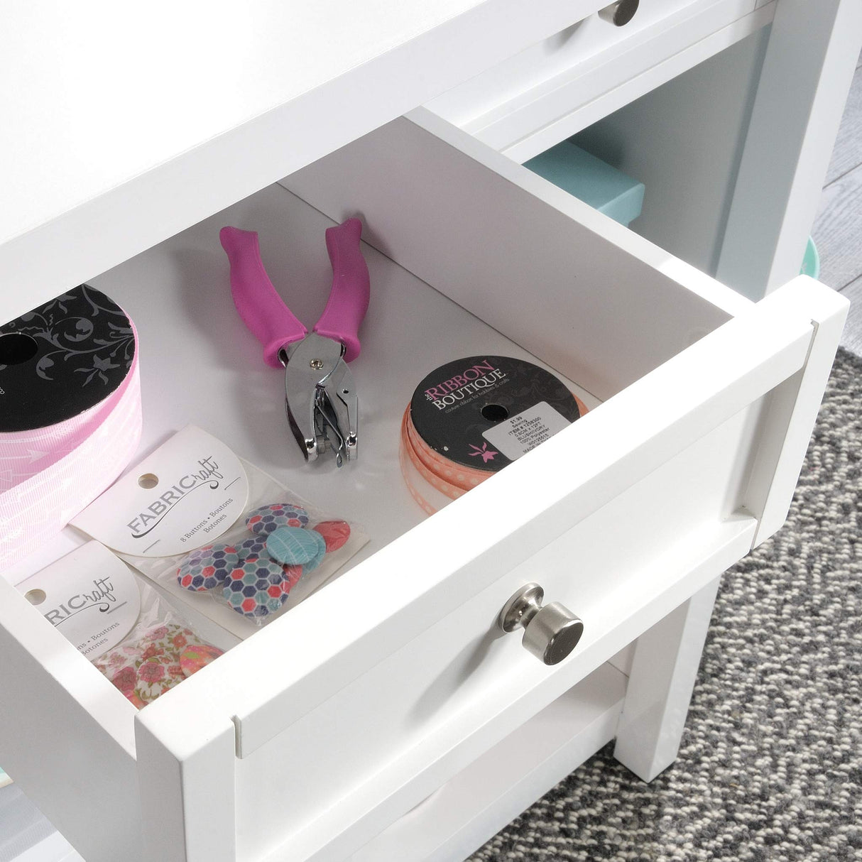 Sauder Craft Pro Series Work Table/ pantry cabinets, White finish Sauder