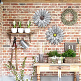 WKHOMEDECO Galvanized Farmhouse Metal Flowers Wall Decor Inspirational,Wall Decor Hanging for Indoor Outdoor Home Bedroom Living Room Office Porch Patio Garden Fence 13Inch,Handmade Gift, Set of 2 WKHOMEDECO
