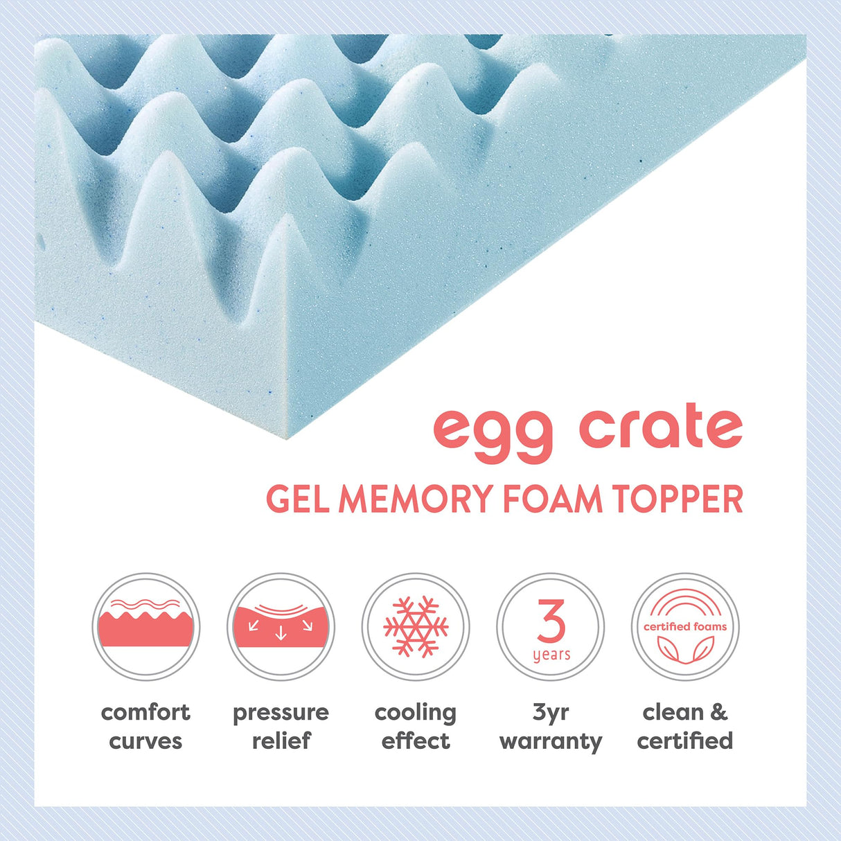 Best Price Mattress 1.5 Inch Egg Crate Memory Foam Mattress Topper, Cooling Gel Infusion, Twin, Dorm Essentials, Blue Best Price Mattress