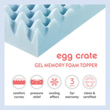 Best Price Mattress 1.5 Inch Egg Crate Memory Foam Mattress Topper, Cooling Gel Infusion, Twin, Dorm Essentials, Blue Best Price Mattress