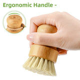 SUBEKYU Bamboo Dish Scrub Brush for Kitchen Sink, Natural Wooden Washing Dish Brush Scrubber, Sisal Bristles Brush for Household Cleaning Cast Iron Brush Pots, Pans and Vegetables SUBEKYU