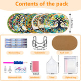 8 PCS Diamond Art Coasters Kits, Tree of Life Diamond Painting Coasters with Holder Set of 8, DIY Diamond Art Painting for Home Decor Birthday Housewarming Gifts 3.9inch Aestalrcus
