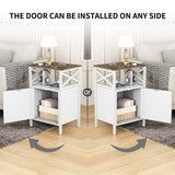 FFBCFDK End Table with Charging Station, Side Table with Power Outlet & USB Ports, Nightstand with 2 Tiers Storage Space and Storage Cabinet, Sofa Side Tables for Bedroom, Living Room,Office, White FFBCFDK