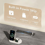 Huuger 63 Inch TV Stand for 65, 70 Inch TV, 11 Drawer Long Dresser with Power Outlets and LED Lights, Entertainment Center with Storage, Grey Dresser with PU Leather Surface Huuger