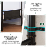 Jocoevol Metal LED Bunk Bed Twin Over Twin with 2 Storage Drawers, USB Charging Station, Industrial Bunkbeds Heavy Duty Bed with Safety Guardrail and Ladder, No Box Spring Needed, Black Jocoevol