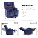 MCombo Zero Gravity Power Recliner Chair with Heat and Vibration Massage, Reclining Chair with USB & Type C Ports, Cup Holders for Living Room, Fabric 6079 (Navy Blue Medium 21.2" Seat Width) MCombo