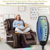 BINGTOO Power Swivel Rocker Recliner Chair with Massage & Heat, Electric Wall Hugger Reclining Sofa for Adults with LED Light/Cup Holders/USB Ports, Velvet Brown BINGTOO