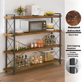 HCHQHS Large Bookshelf, 4-Tier Long Industrial Bookcase, Rustic Brown Book Shelf, Freestanding Horizontal Bookshelves with Metal Frame HCHQHS