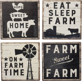Primitives by Kathy 39412 Rustic Style Absorbent Stone Coasters, Set of 4, Farm-Sweet-Farm Primitives by Kathy