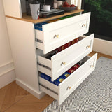 71" Tall Farmhouse Kitchen Pantry, Large Storage Cabinet with Glass Doors, Freestanding Coffee Bar Hutch with Microwave Stand, Adjustable Shelves for Kitchen, Living Room, Set of 3, White ivaniti