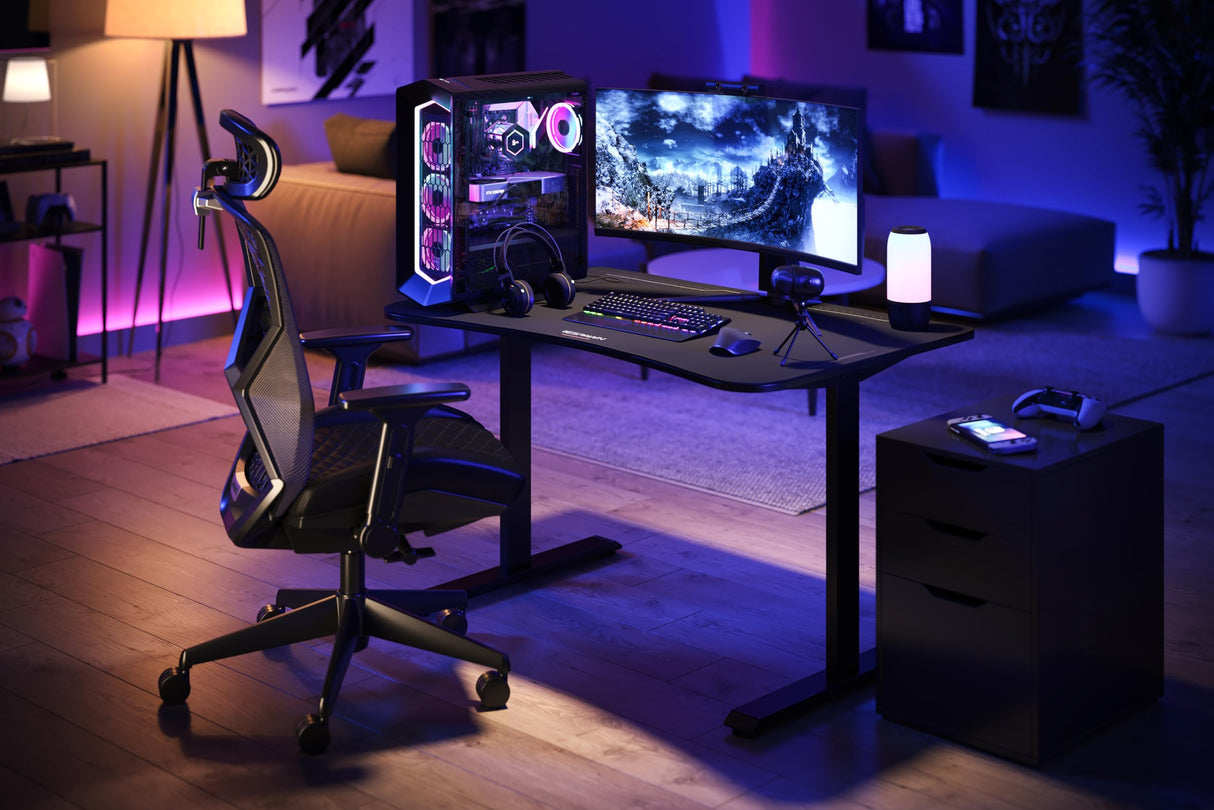 RESPAWN 1048 Gaming Desk - 48in Computer Desk With Mouse Pad, PC Workstation With Cable Management, Home Office Gaming Table - Black RESPAWN