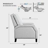 Lexicon Push Back Recliner Chair, Reclining Sofa Armchair, Modern Recliner Sofa Chair with Footrest, Chenille Fabric Recliner Arm Chair, Single Sofa Accent Chair for Living Room/Office/Apartment, Grey Lexicon