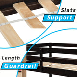 Anwick Twin Over Twin Low Bunk Bed with Stairs and Rails, Wooden Bunk Beds Frame with Safety Guardrail and Slats for Toddlers, Kids, Teens, Boys, Girls, Noise-Free (Espresso, Loft) Anwick