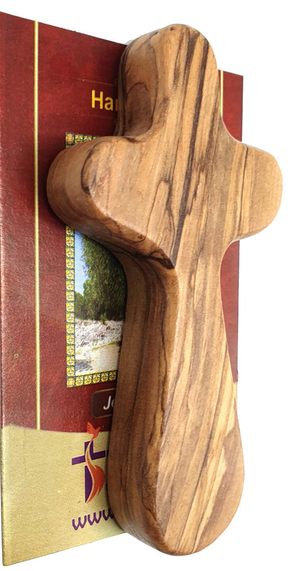 Zuluf Hand Carved Olivewood Medium Comfort Cross Bethlehem - CRS002 9.5cm - WoodArtSupply