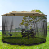 Wesnoy 13-15 ft Umbrella Mosquito Netting Patio Mosquito Netting with Double Zipper Door Patio Umbrella Screen Enclosure Mesh Mosquito Umbrella Canopy Mesh Net Screen for 10'x10' Pop up Gazebo, Black Wesnoy