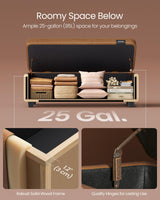 VASAGLE EKHO Collection - Storage Ottoman Bench, Entryway Bedroom Bench, 25 Gallons, Synthetic Leather with Stitching, Mid-Century Modern, Safety Hinges, Loads 660 lb, Caramel Brown ULOM075K01 VASAGLE