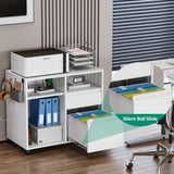 Letaya Mobile File Cabinet, Metal Lateral Rolling Printer Stand Filing Cabinets with Shelves for Home Office-Storage A4/F4/Letter/Legal (White) Letaya