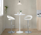LumiSource Pebble 3-Height Adjustable Bar Table, Round High Top Pub Table (White Metal, White Wood) LumiSource
