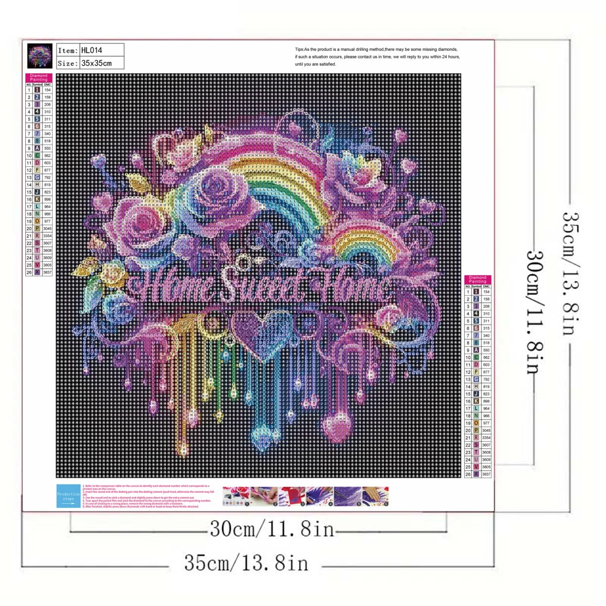 Rainbow Rose Diamond Painting Kits for Adults Beginners, Diamond Art Kit for Sweet Home,DIY Full Round Drill Diamond Dot Gem Art Kits for Adults Home Wall Decor 13.8 x 13.8 inch GEMFAMILY
