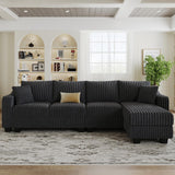 Belffin Sectional Couch with L-Shape Chaise L Shaped Couch with Ottoman Sectional Couches for Living Room Corduroy (Dark Grey, L Shaped) Belffin