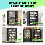 INTERGREAT Metal Storage Cabinet with Wheels, 75" Garage Storage Cabinets with Door and 4 Shelves, Tool Storage Locker on Caster for Home, Office, Black INTERGREAT