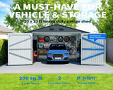 10x20 FT Outdoor Storage Shed, Metal Garage Shed with 2 Lockable Doors, Large Metal Building with 4 Air Vents, Galvanized Steel Prefab Garage Sheds for Car, Truck, Tool, Dark Gray ANTSKU