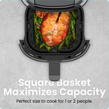 CHEFMAN 2 Qt Mini Air Fryer – Digital Space-Saving Compact Air Fryer with Nonstick and Dishwasher Safe Basket, Quick & Easy Meals in Minutes, Features Digital Timer and Shake Reminder – Grey Chefman