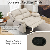 GNMLP2020 Reclining Loveseat Sofa Leather Recliner Couch 2 Seater Sofa for Living Room, Home Theater Seating(Loveseat,Beige) GNMLP2020