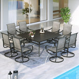 MFSTUDIO Patio Table and Chairs Set, Patio Dining Set for 8 with Umbrella Hole, 9 Piece Outdoor Patio Furniture Set for Deck/Backyard/Poolside/Garden MFSTUDIO