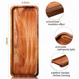 5 Pack Solid Acacia Wood Serving Trays, Rectangular Wooden Serving Board for Food Appetizer Serving Tray Plates for Vegetables Fruit Charcuterie Cheese Platters Home Kitchen Decor (16 x 6.5 Inch) Roowest