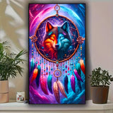 KUFWKEY Dreamcatcher Wolf 5D DIY Diamond Painting Kit for Adults,Full Round Drill Diamond Mosiac Embroidery Art,Animal Diamond Art Kits for Home Decor,Large Size 15.7x27.5 inch KUFWKEY