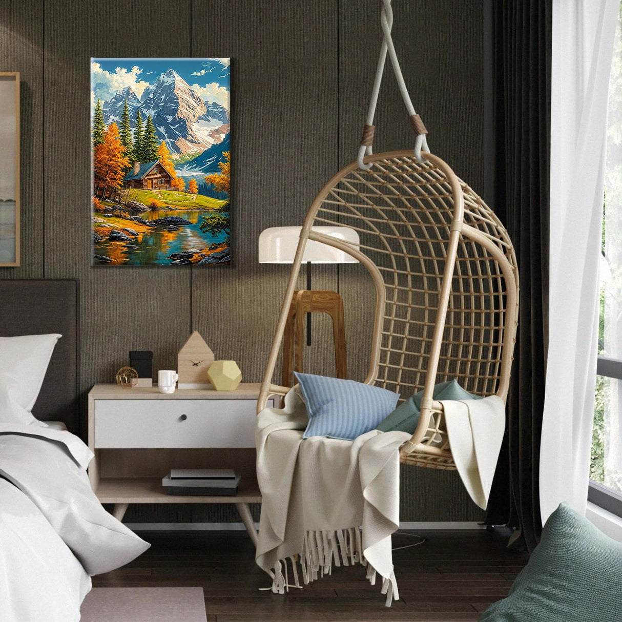 HeeBenor Framed Paint by Numbers Kit for Adults, Mountain Paint by Number with Easel, DIY Acrylic Landscape Oil Painting Kit, Adult Paint by Number Kits Framed Canvas for Home Decor 8x12 Inch HeeBenor