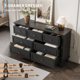 IDEALHOUSE 7 Drawer Dresser, Large Wooden Storage Chest of Drawers with Exquisite Metal Handles, 47" Wide Dresser TV Stand, Drawer Organizer for Bedroom, Living Room, Hallway, Entryway, Black IDEALHOUSE